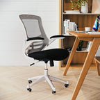 Flash Furniture Kelista Office Chair, Ergonomic, Mid-Back, White Frame, Black Mesh with Swivel