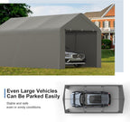 GOJOOASIS Carport 10x20 Car Ports Heavy Duty Outdoor Car Canopy Shelter Storage Tent Portable Garage with UV Protection, Waterproof & Rust-Proof, Easy Assembly for Cars, Trucks, Vehicles (Grey)