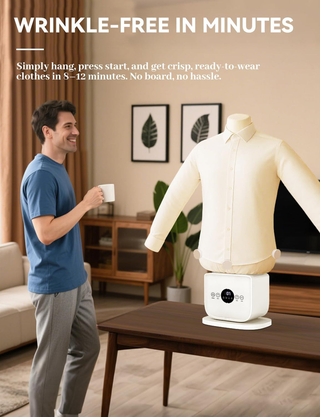 Automatic Ironing Machine - 2026 Upgraded 2-in-1 Touched Hands-Free Automatic Steam Ironm, 8 Minutes Quick Ironed Dry, Steamer 360° Without Blind Spots Drying for Shirts, Pants & Shoes(Basic)