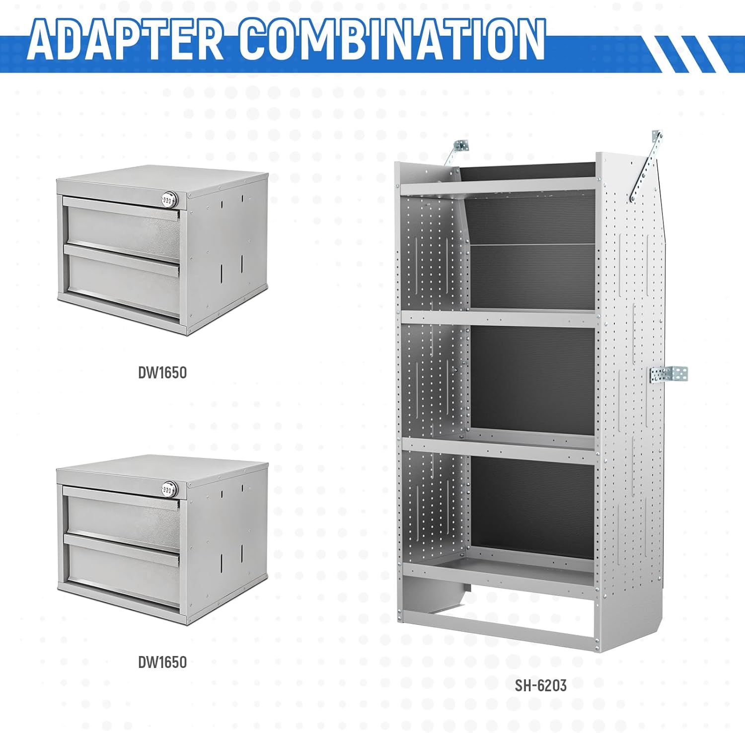 AA Products 2 Drawer Cabinet Set with Password Lock Designed for 16" D AA Van Shelving, Set of 2 Steel Storage Cabinet for Van, Utility Garage, 15.75’’W x 12.5’’H x 15.6”D