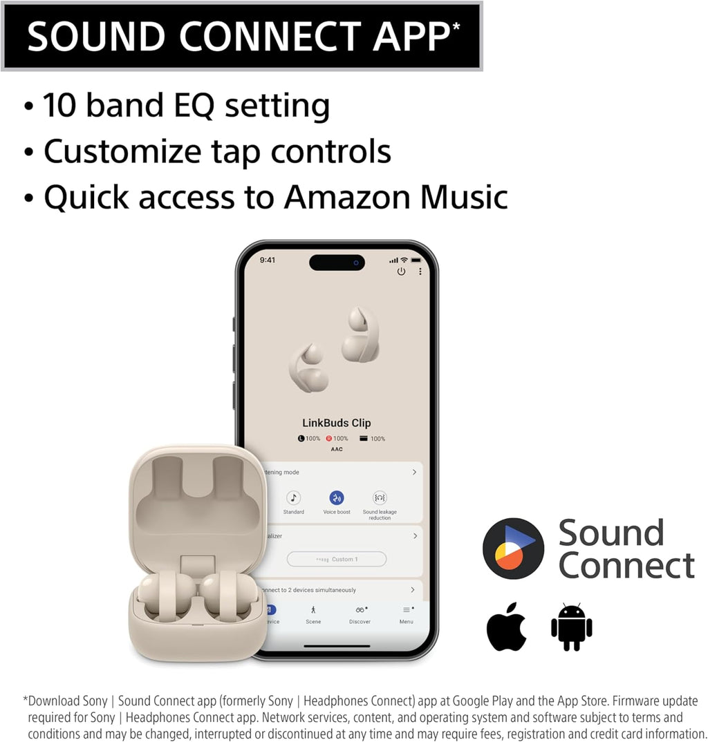 Sony LinkBuds Clip Open-Ear Truly Wireless Earbuds, Comfortable & Secure Fit, Lightweight Clip-On Design, Touch Controls, Ambient Sound Awareness, Water Resistant, Up to 37 Hrs of Playback, Black