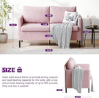 TYBOATLE Love Seat Mid Century Modern Small Loveseat for Living Room, 51" W Mini Little Upholstered 2-Seater Love Seats w/Iron Legs for Compact Small Space, Apartment, Bedroom, Dorm, Office (Pink)
