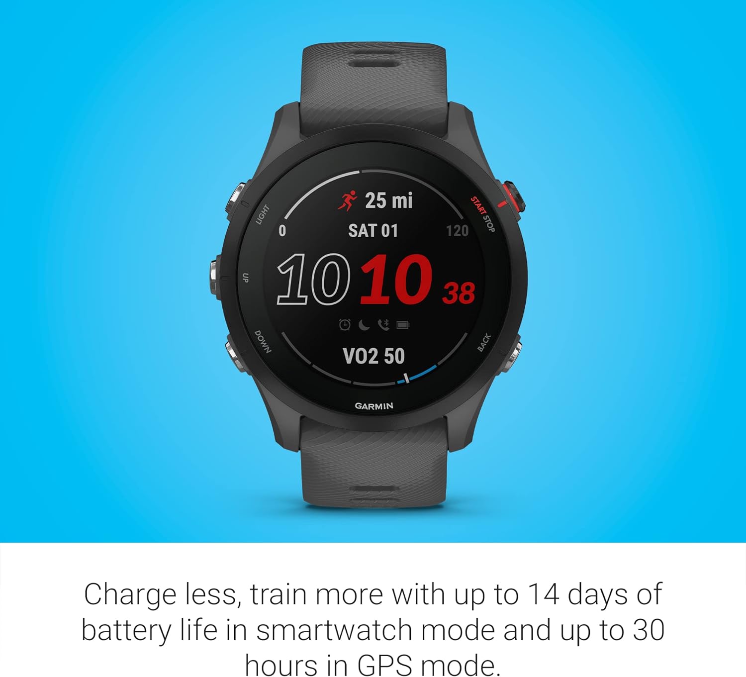Garmin Forerunner® 255  GPS Running Smartwatch  Advanced Insights  Long-Lasting Battery  Slate Gray