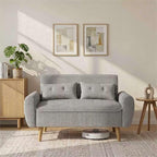 Shintenchi Small Modern Loveseat Couch Sofa, Mid Century Fabric Upholstered 2-Seat Sofa Couch Love Seats Furniture for Small Space,Living Room,Studio,Apartment with 2 Pillows,Light Grey