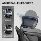 SIHOO M18 Upgraded Wheels Office Chair Ergonomic Desk Chair, Breathable Mesh Design High Back Computer Chair, Adjustable Headrest and Lumbar Support (Light Black)