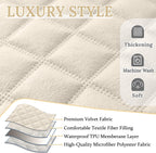 HDCAXKJ 100% Waterproof Velvet Recliner Sectional Couch Covers L Shaped Corner Reclining Sofa Cover Washable Thick Non Slip Sectional Slipcover with Pockets (5 Seat and 1 Middle Console, Beige)