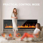 60Inch Electric Fireplace Wall Recessed/Wall Mounted with Adjustable Flame Color, Fireplace Heater with Remote Control, Linear Fireplace with 8 Timer, Touch Screen, 750/1500W (60")