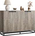 GAOMON 55" Buffet Cabinet, Large Sideboard Buffet Cabinet with Storage, Storage Cabinet with 4 Doors & Adjustable Shelves, Wood Coffee Bar for Living Room, Dining Room, Kitchen, Grey