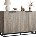 GAOMON 55" Buffet Cabinet, Large Sideboard Buffet Cabinet with Storage, Storage Cabinet with 4 Doors & Adjustable Shelves, Wood Coffee Bar for Living Room, Dining Room, Kitchen, Grey