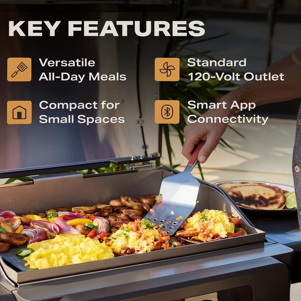Current® Model G Griddle, Smart Electric Outdoor Flat Top BBQ Grill with 200°F to 600°F Range for Searing & Roasting, Digital Precision, Apartment-Friendly & Weather-Resistant