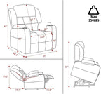 Electric Power Lift Recliner Chair Sofa with Massage and Heat for Elderly, USB and Type-C Ports, Cup Holders, Infinite Position (Brown, Regular)
