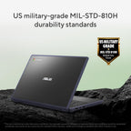 ASUS Chromebook CR11 Ruggedized Laptop  11.6” Display  Intel Processor N100 Processor  4GB RAM  64GB eMMC Storage  Antimicrobial Guard  Spill-Resistant Keyboard  Mineral Grey  CR1104CGA-AS44