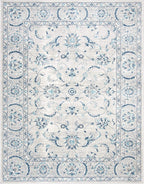 SAFAVIEH Brentwood Collection Area Rug - 10' x 13', Light Grey & Blue, Oriental Floral Scroll Design, Non-Shedding & Easy Care, Ideal for High Traffic Areas in Living Room, Bedroom (BNT854G)
