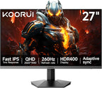 KOORUI 27 inch Gaming Monitor 1440p  Monitor 2K with Fast IPS Panel  VESA Mountable Pc Monitor Gaming with HDMI & Displayport Ports  Adaptive Sync  Compatible FreeSync & G-Snyc for PC  Laptops & PS5