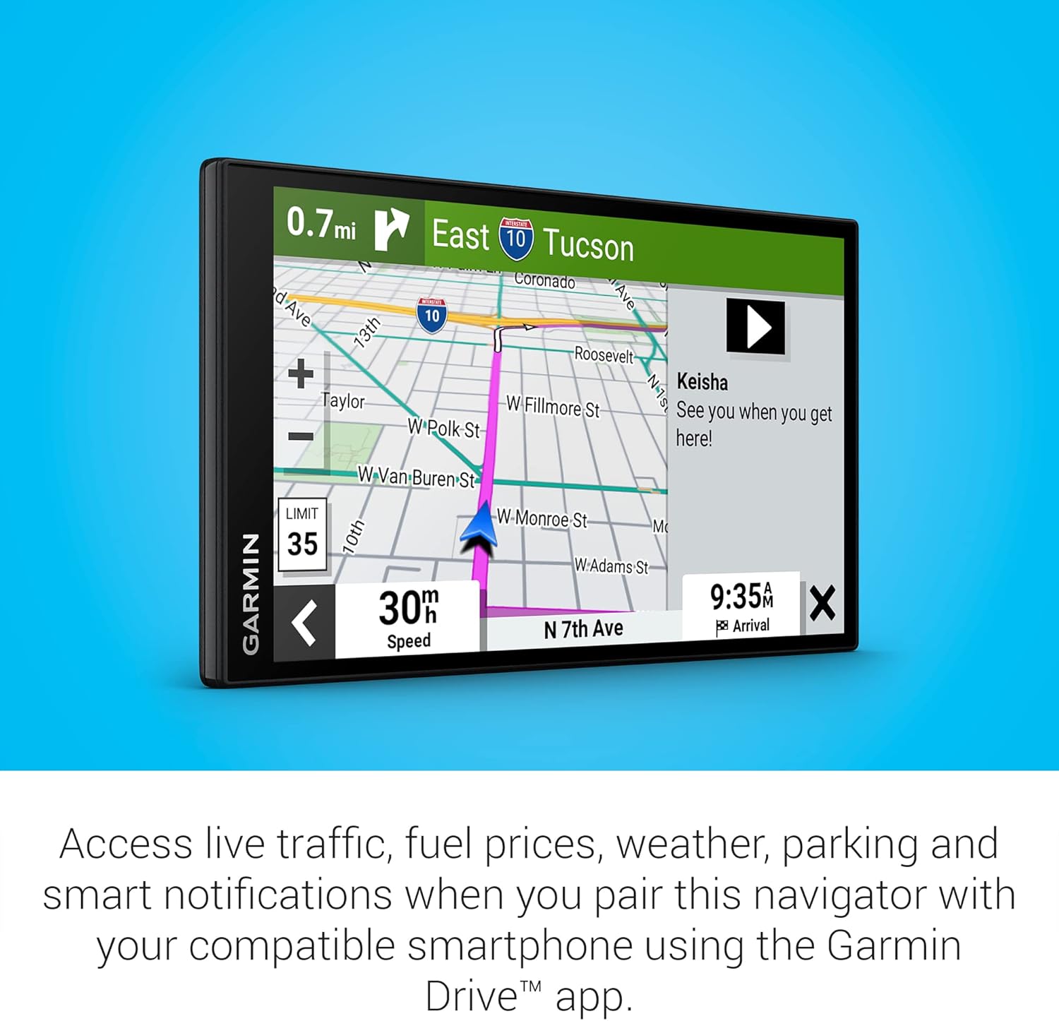 Garmin DriveSmart 76  7-inch Car GPS Navigator with Bright  Crisp High-Resolution Maps and Garmin Voice Assist