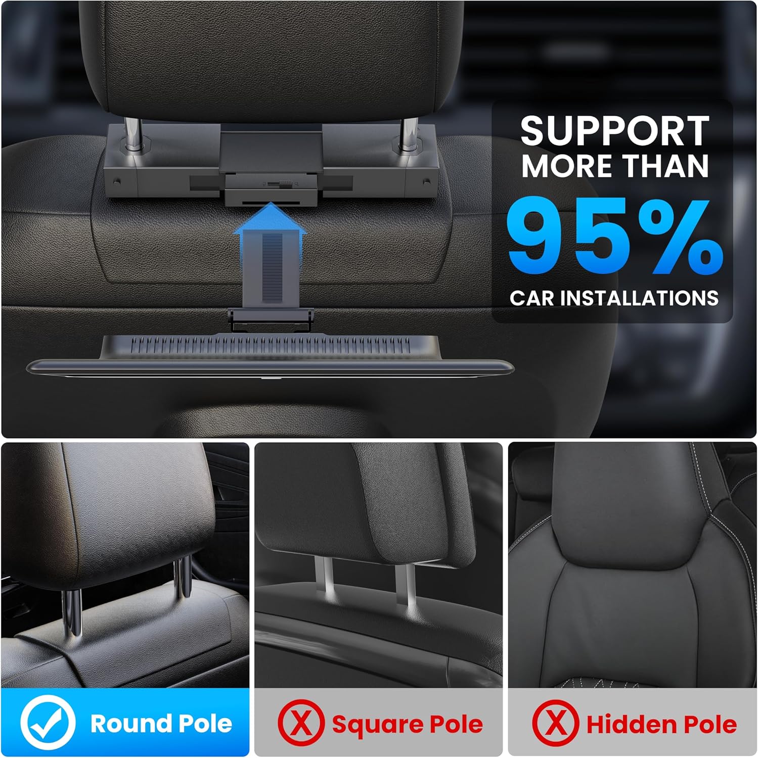 WONNIE 13.3 Inch Android Car TV with WiFi 5G - 4K Headrest Video Player for Back Seat  Portable TV Monitor Support Phone Link Bluetooth FM HDMI USB Airplay (3G Ram 32G ROM)