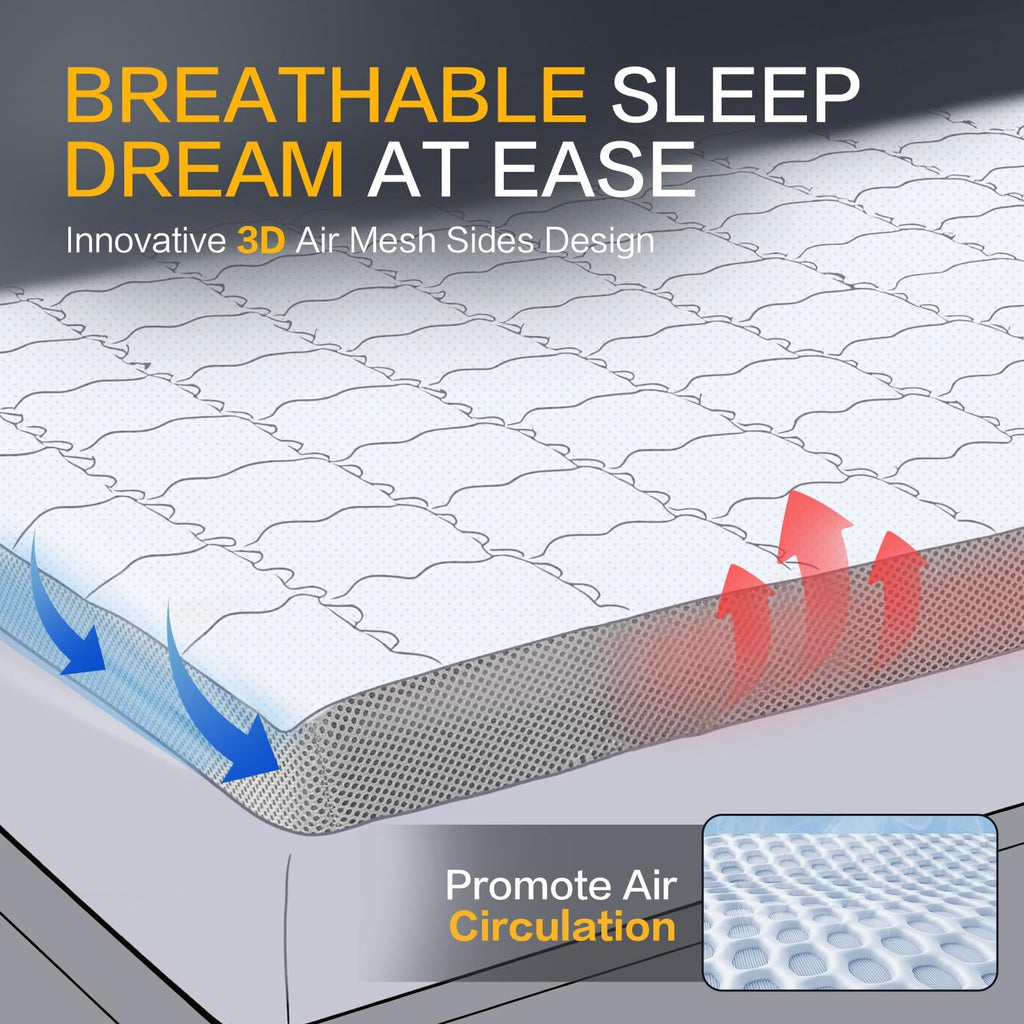 SAPHREAS Memory Foam Mattress Topper King Size, Back Pain & Pressure Relief, 3" Cooling Gel Memory Foam and 1" Soft Ventilated Mattress Pad Cover, 5-Zone Egg Crate Bed Topper