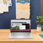 HP 14" HD Student Business Laptop  Intel Quad-Core N4120  16GB RAM  384GB Storage  (128GB eMMC+256GB SD Card)  1 Year Office 365  Slim Design  Webcam  HDMI  Bluetooth  WiFi  Win 11 S  Silver
