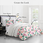 kate spade new york Bold Blossoms Full/Queen Comforter Set, 300 Thread Count Cotton Reversible Cover, All Season 3 Piece Bedding, Machine Washable, Floral Multicolor