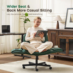 amseatec Criss Cross Chair with Armrests & Wheels, Adjustable Swivel Comfortable Lounge Vanity Chairs, Home Office Desk Chair, Medieval Style, (Christmas Green)