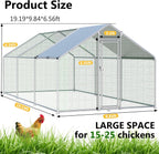 HITTITE Large Metal Chicken Coop with Run  19.19 x 9.84 x 6.56 ft Walk in Poultry Cage Chicken Run Pen  Outdoor Chicken Runs for Yard with Waterproof & Anti-UV Cover