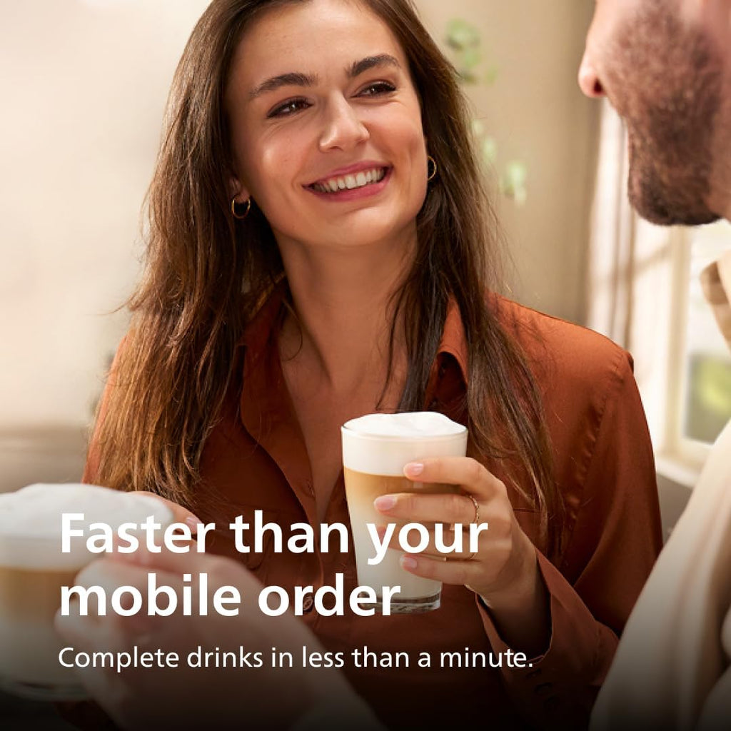 Philips 3300 Series Fully Automatic Espresso Machine with LatteGo Milk System and integrated grinder, 6 Hot & Iced Coffee Pre-Sets, 40% Quieter SilentBrew, 15-Bar Pressure, Glossy Black (EP3341/50)