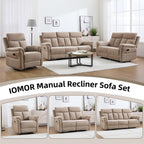 Manual Recliner Chair, Soft Fabric Recliner Chair for Adults with Overstuffed Arms and Back, Single Sofa for Living Room (Camel)
