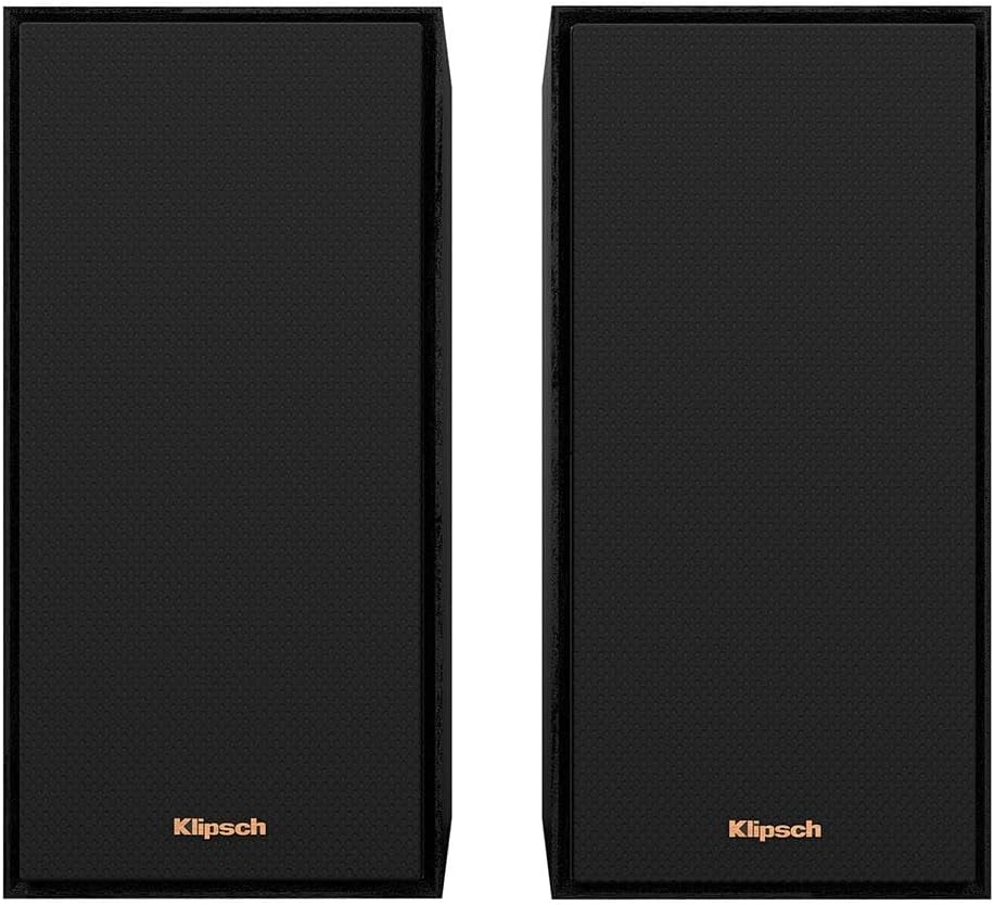 Klipsch Reference R-40PM Powered Bookshelf Speakers - 90-Degree x 90-Degree Tractrix Horn - Linear Travel Suspension - Sleek  Modern Appearance