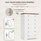 Hasuit White Dresser for Bedroom, Farmhouse 7 Drawers Dresser, 51.4"Tall Dressers Chest of Drawers with Hand Carved Panel, Large Wood Closet Storage Organizers Dressers for Bedroom Living Room Hallway