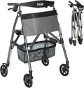 Stander Wonder Rollator Plus, Lightweight Folding Mobility Rolling-Walker, EZ Fold-N-Go-Rollator for Seniors and Adults, 6-inch Wheels, Locking Brakes and Padded Seat with Backrest, Black Walnut