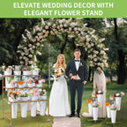 Flower Cart Display Stand  3 Layers Metal Flower Bar Stand with 360° Swivel Wheels and Brake  Flower Display stand with Iron Buckets  Durable than Plastic Buckets  Flower Holder for Florist or Wedding