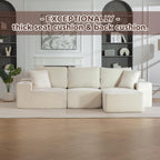 110"Modular Sectional Sofa Couches,Convertible L-Shape Cloud Couch 3 Seat Oversize Chaise with Ottoman,Compressed Foam,Comfy Boneless,Side Pockets,Cup Holders, for Living Room,Apartment,Corduroy Beige