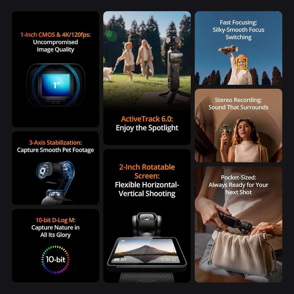 DJI Osmo Pocket 3 Gimbal Camera Creator Combo  Bundle with 64GB Memory Card  Card Reader (Creator Combo Bundle)