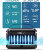 Portable Power Station with 80W Solar Panel  288Wh LiFePO4 Battery 600W Power Bank with AC Outlet 110V/1200W Surge  Solar Generator 1.7H Fast Charging for Camping  Hurricane Emergency RV Home Use
