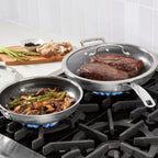 Cuisinart FusionPlus Hybrid Nonstick Stainless Steel Cookware Set, 4-Piece Skillet Cooking Set with PFAS-Free PURELYSEAR Ceramic Non Stick Technology, Scratch Proof, Cool Grip Handles, Dishwasher Safe