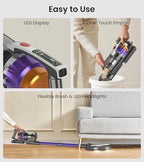NADALY Cordless Vacuum Cleaner, 650W 55KPA 70Mins Vacuum Cleaners for Home, Anti-Tangle, Self-Standing Stick Vacuum with LED Display, Lightweight Vacuum for Hardwood Floors/Pet Hair/Carpet
