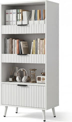 Foxemart White File Storage Cabinet & 4-Tier Multifunctional Storage, 51.1”Tall Storage Cabinet, Narrow Storage Cabinet for Home Office, Bathroom, Kitchen, Pantry, Living Room, Bedroom