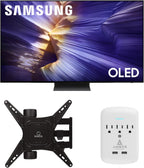 Samsung QN55S90FAFXZA 55 Inch 4K OLED Smart TV with a Walts Medium Full Motion Mount for 32"-65" TVs and Amber Protection 3-Outlet-Surge Surge Protector (2025)