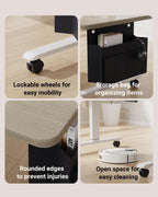 Coffee Table, Height Adjustable Electric Coffee Table with Storage Bag Lift Tabletop Dining Table Office Table with Lockable Wheels for Living Room (Grey Oak Look, 40 x 24 Inches)