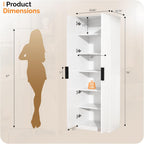 VINGLI 70" Modern Pantry Cabinet,Tall Storage Cabinet with Fluted Doors and Adjustable Shelves for Dining Room, Kitchen, Office, and More in White