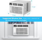 8,000 BTU Smart Window Air Conditioner with Heater, 4-in-1 Unit Cools Rooms up to 350 Sq.Ft, APP & Remote Control, Dehumidifier & Fan Mode, Easy Install Kit Included