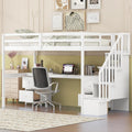 Harper & Bright Designs Low Loft Bed Twin Size with Desk, Twin Loft Bed with Drawers & Stairs & Guardrails for Kids Bedroom Guest Room, Under-Bed Space, No Box Spring Required, Space Saving, White