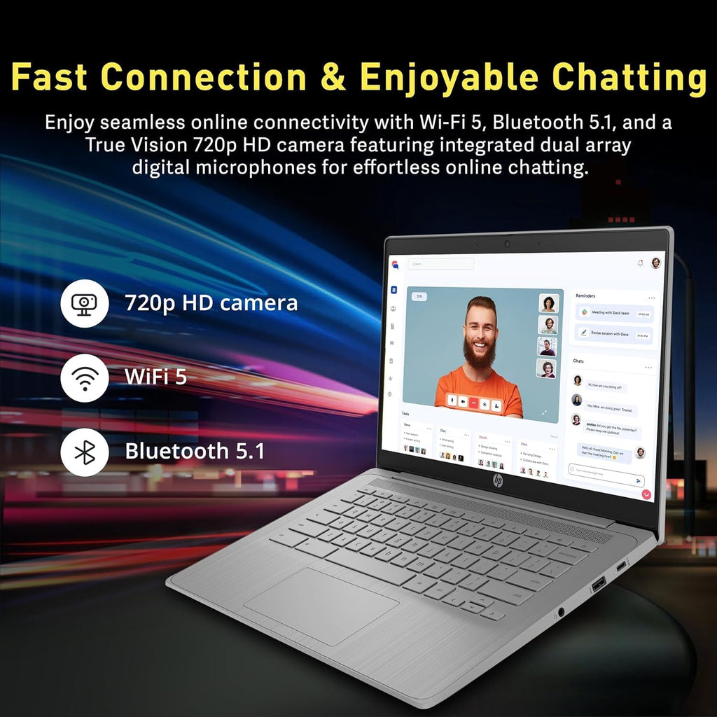 HP Chromebook 14" HD Premium Laptop Computer for Student Business  Quad-Core Celeron N4120 Processor  4GB RAM  564GB Storage (64GB eMMC + 500GB Ext)  Webcam  Long Battery  Chrome OS +MarxsolAccessory