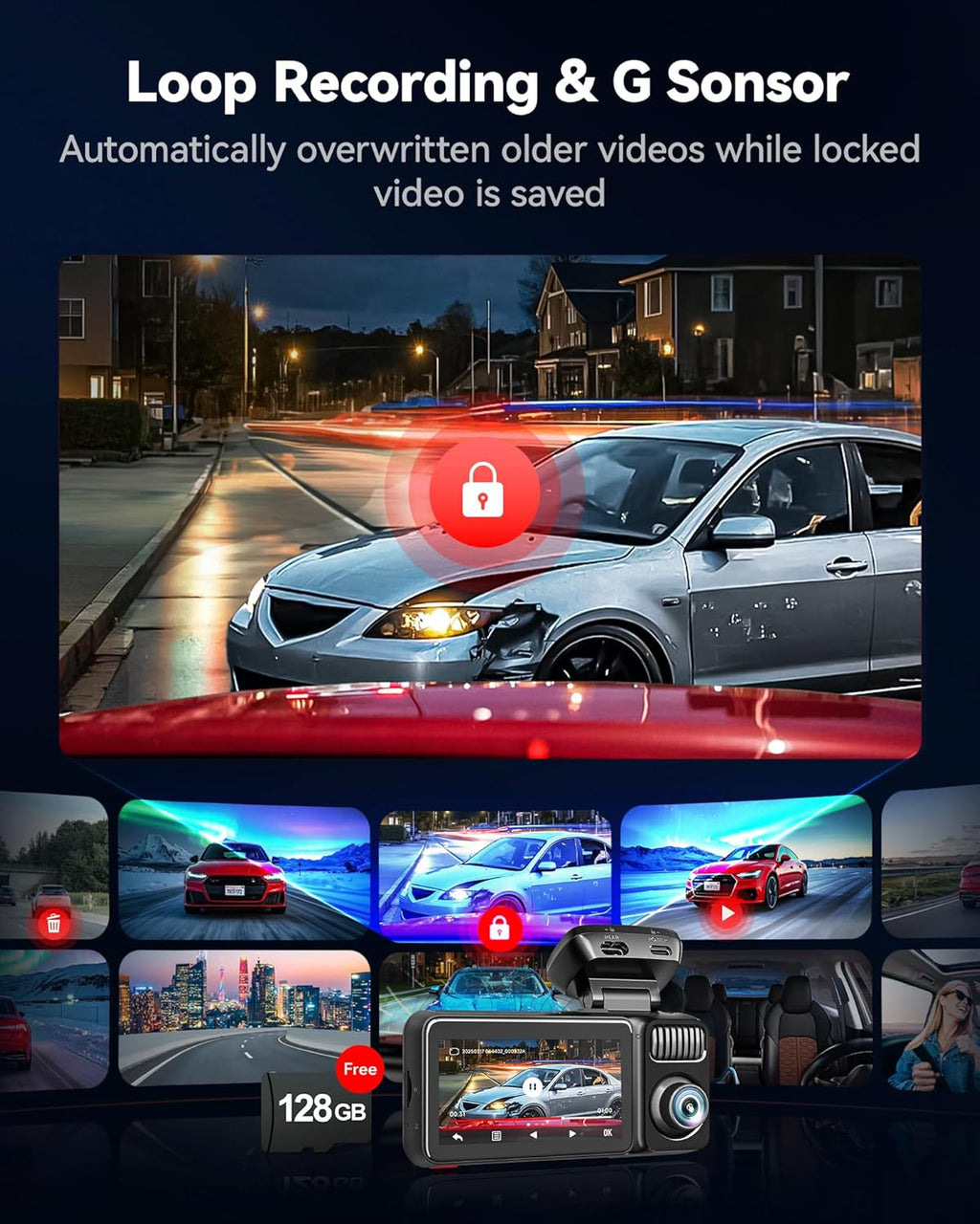 REDTIGER F17 Elite 4K Dash Cam 3 Channel  STARVIS 2 IMX678 & IMX675  128GB Card  Full Night Color  4K+2.5K+1080P Front and Rear Inside  Voice Control  5GHz WiFi-30MB/s Download  GPS  HDR  Parking Mode