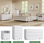 Lulive Wood Dresser for Bedroom, 53” Wide Chest of Drawers with 6 Drawers, Modern Closet Storage Drawer with Curved Profile Design for Living Room, Hallway, Entryway, White