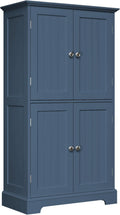 ChooChoo Bathroom Floor Cabinet, Modern Bathroom Storage Cabinet with 4 Doors and Adjustable Shelves, Freestanding Cupboard for Living Room, Blue