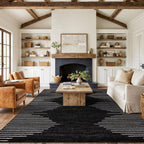 Rugshop Bohemian Stripe Stain Resistant High Traffic Living Room Kitchen Bedroom Dining Home Office Area Rug 12' x 15' Black