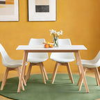 47.2" Rectangular White Dining Table for 4-6 People, Modern Kitchen Table with Wood Legs, Mid Century Design for Dining Room & Living Room