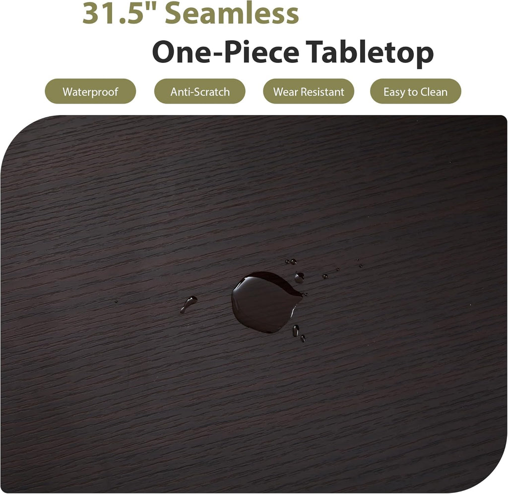31.5" Round Dining Table for 2-4, Modern Kitchen Table with 2-Tier Storage Shelf, Small Wooden Circle Dining Tables with Fluted Base for Home Dining Room Living Room (Blackened Brown)