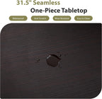 31.5" Round Dining Table for 2-4, Modern Kitchen Table with 2-Tier Storage Shelf, Small Wooden Circle Dining Tables with Fluted Base for Home Dining Room Living Room (Blackened Brown)
